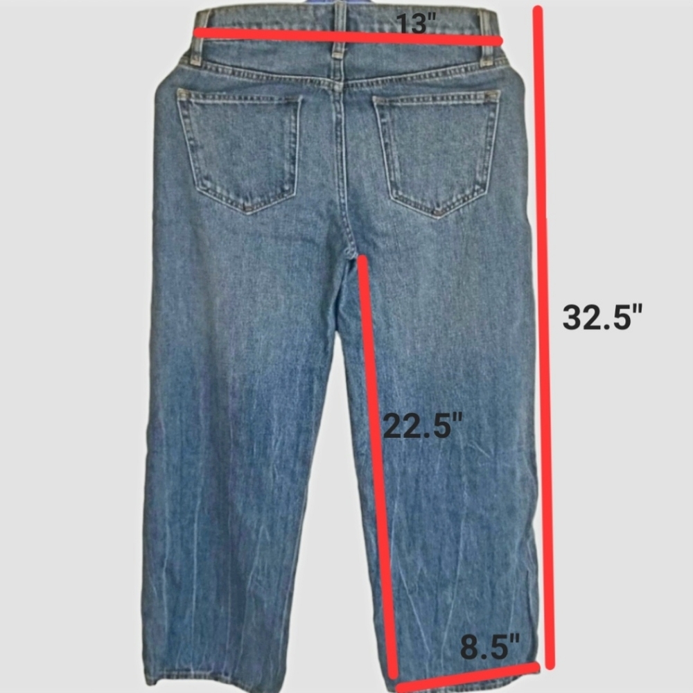 GAP stone-wash blue high-rise wide-leg denim jeans